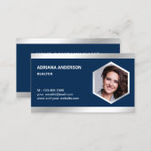 Navy Blue Steel Silver Real Estate Photo Realtor Business Card (Front/Back)