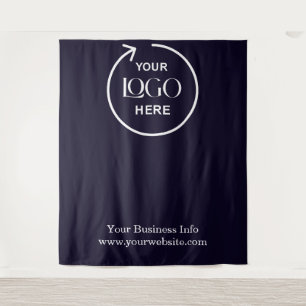 Navy Blue Step & Repeat Business Backdrop