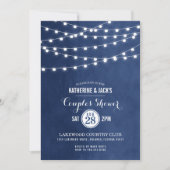 Navy Blue String Lights Couples Shower Invitation (Front)