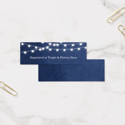 Navy Blue String Lights Wedding Insert Card