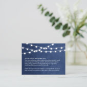 Navy Blue String Lights Wedding Insert Card (Standing Front)