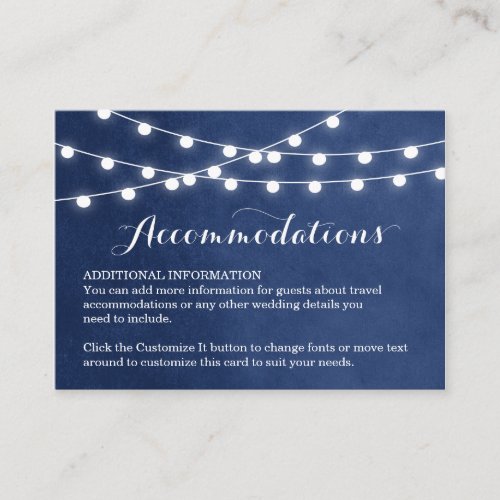 Summer String Lights Wedding Insert Card Business Card Template