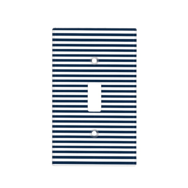 Navy Blue Stripe Light Switch Cover (Front)