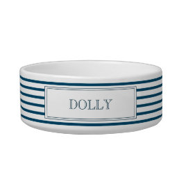Navy Blue Stripe | Personalized Pet Bowl