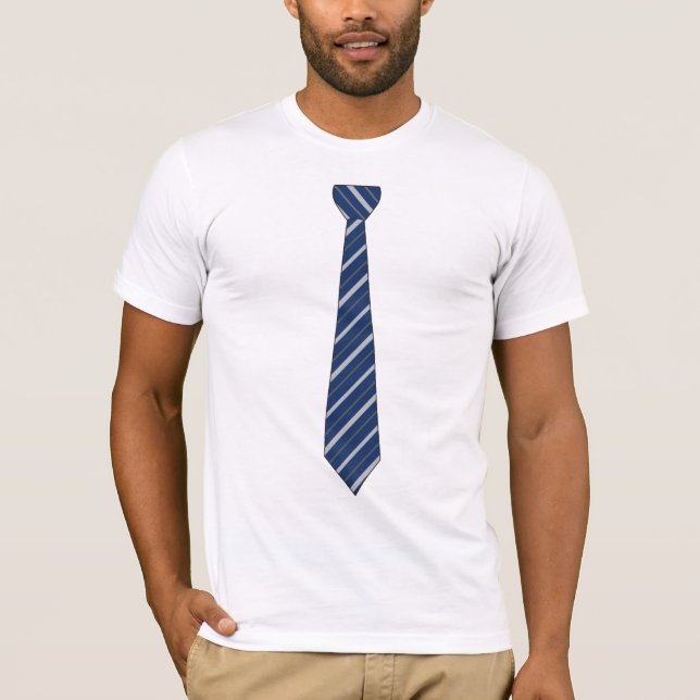 Navy Blue Stripe Tie T-Shirt (Front)