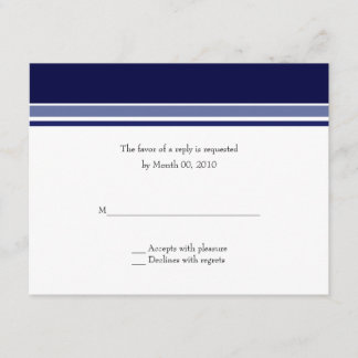 Navy Blue Stripe Wedding RSVP Cards