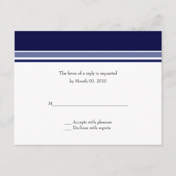 Navy Blue Stripe Wedding Rsvp Cards by PMCustomWeddings at Zazzle