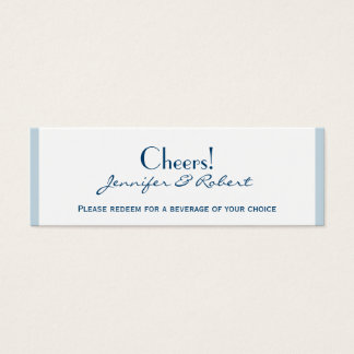 Navy Blue Stripe with Floral Wedding Drink Ticket
