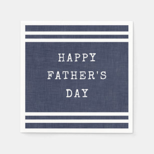 Navy Blue Striped Happy Fathers Day Napkins