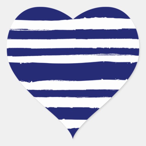 Navy Blue Striped Heart Sticker
