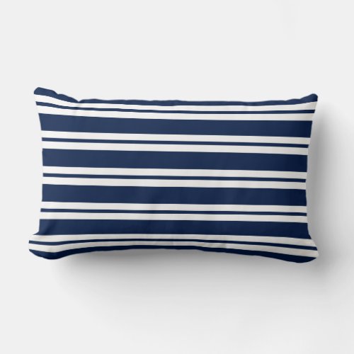 Navy Blue Striped Nautical Pillow