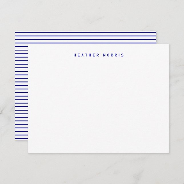 Navy Blue Striped Note Card (Front/Back)