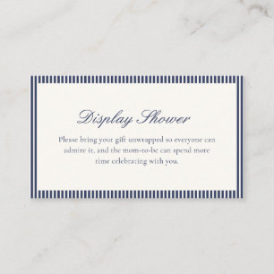 Navy Blue Striped Preppy Baby Display Shower Enclosure Card