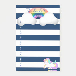 Navy Blue Striped, Unicorn,Rainbow,To do list Post-it Notes