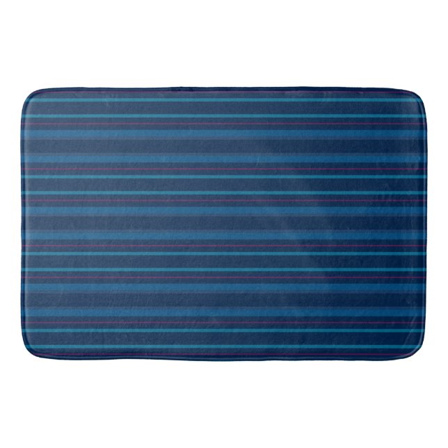 Navy Blue Stripes Bath Mat (Front)