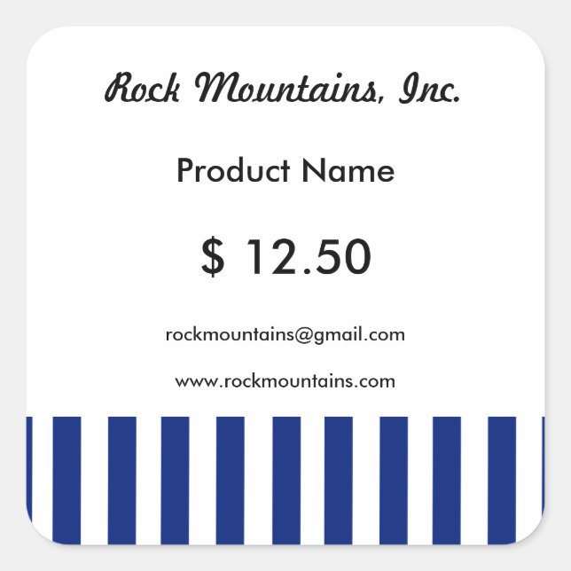 Navy Blue Stripes Executive Price Tag Stickers (Front)