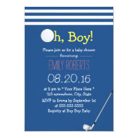 Navy Blue Stripes Golf Boy Baby Shower Invitation