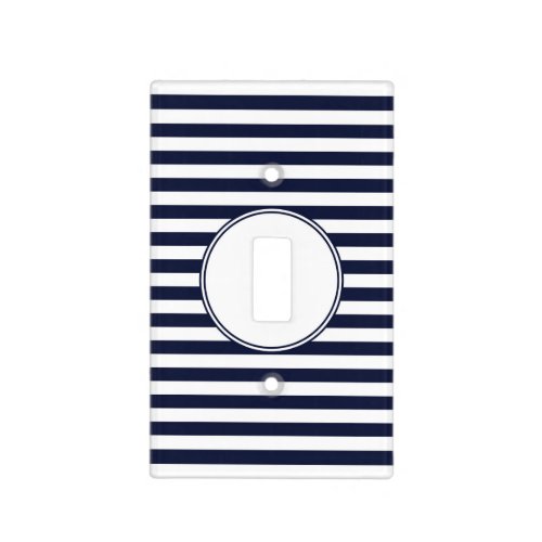 Navy Blue Stripes Light Switch Cover