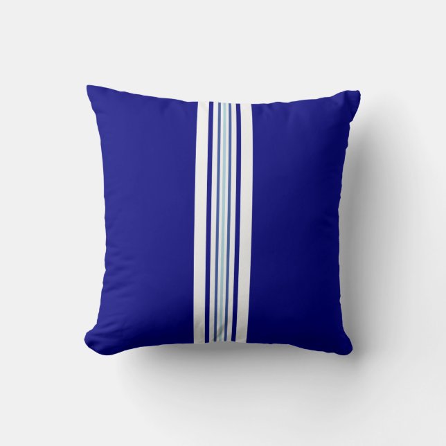 navy blue stripes motif throw pillow (Front)