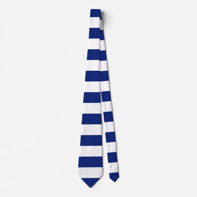 Navy Blue Stripes Nautical Pattern Tie (Front)