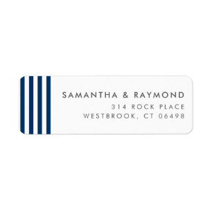 Navy Blue Stripes Nautical Return Address Label