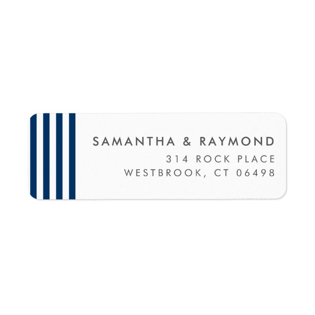 Navy Blue Stripes Nautical Return Address Label (Front)