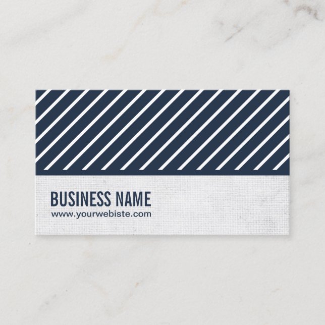 Navy Blue Stripes Professional Journalist Business Card (Front)