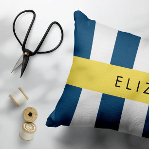 Navy Blue Stripes, Striped Pattern, Your Name Pet Bed