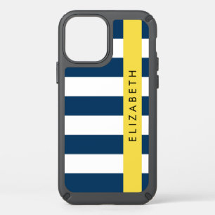 Navy Blue Stripes, Striped Pattern, Your Name Speck iPhone 12 Case
