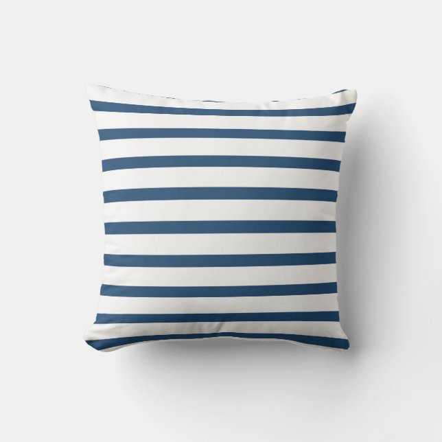 Navy Blue Stripes Throw Pillow (Front)