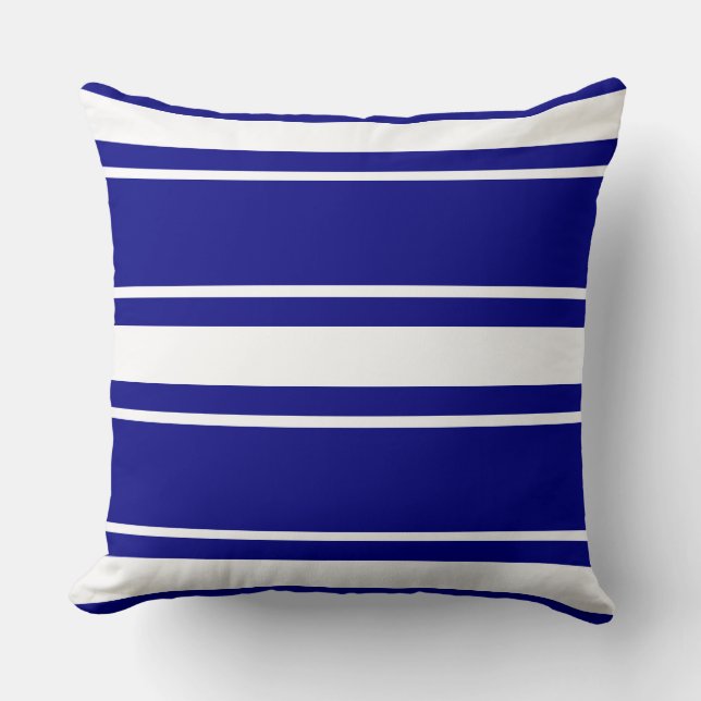 Navy Blue Stripes Throw Pillow (Front)