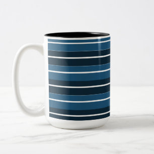Navy Blue Stripes Two-Tone Coffee Mug