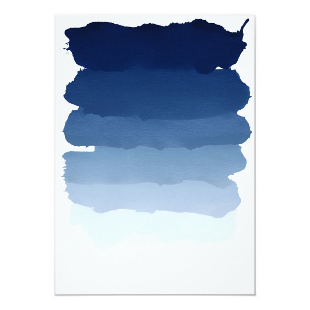 Navy Blue Stripes Watercolor Ombre Wedding Invitation