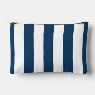 Navy Blue Stripes, White Stripes, Striped Pattern Accessory Pouch