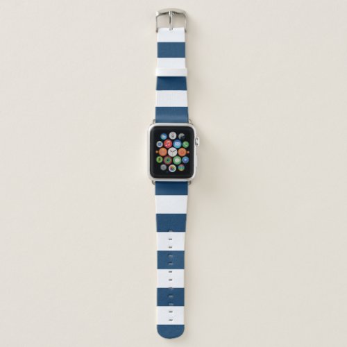 Navy Blue Stripes White Stripes Striped Pattern Apple Watch Band