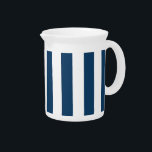 Navy Blue Stripes, White Stripes, Striped Pattern Beverage Pitcher<br><div class="desc">Elegant,  stylish and sophisticated stripes in navy blue and white color. Modern and trendy gift,  perfect for the stripes lover in your life.</div>