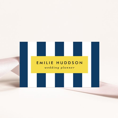 Navy Blue Stripes White Stripes Striped Pattern Business Card