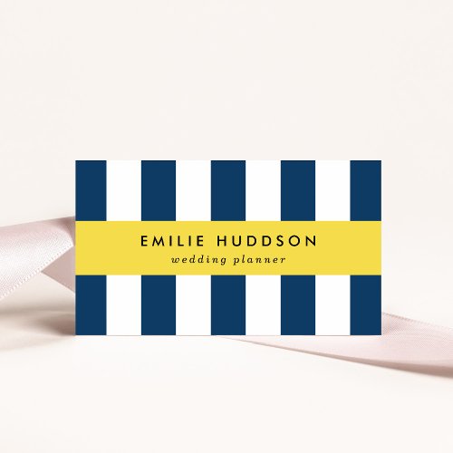 Navy Blue Stripes White Stripes Striped Pattern Business Card