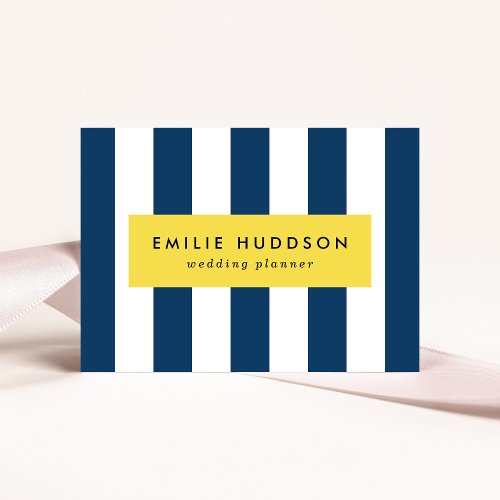 Navy Blue Stripes White Stripes Striped Pattern Business Card