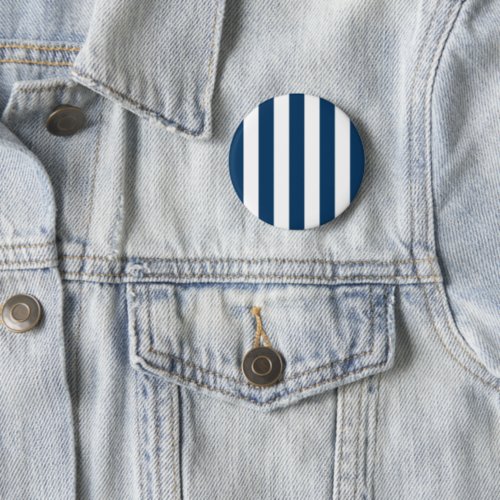 Navy Blue Stripes White Stripes Striped Pattern Button