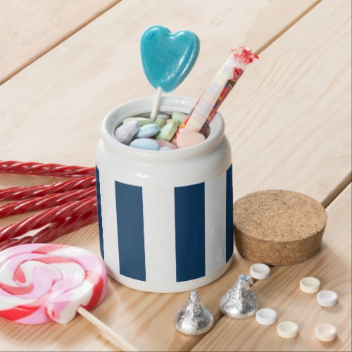 Navy Blue Stripes White Stripes Striped Pattern Candy Jar