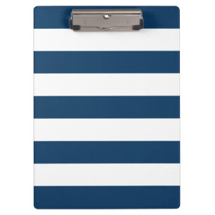 Navy Blue Stripes, White Stripes, Striped Pattern Clipboard