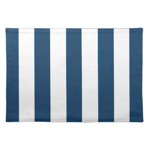 Navy Blue Stripes, White Stripes, Striped Pattern Cloth Placemat