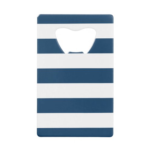 Navy Blue Stripes White Stripes Striped Pattern Credit Card Bottle Opener