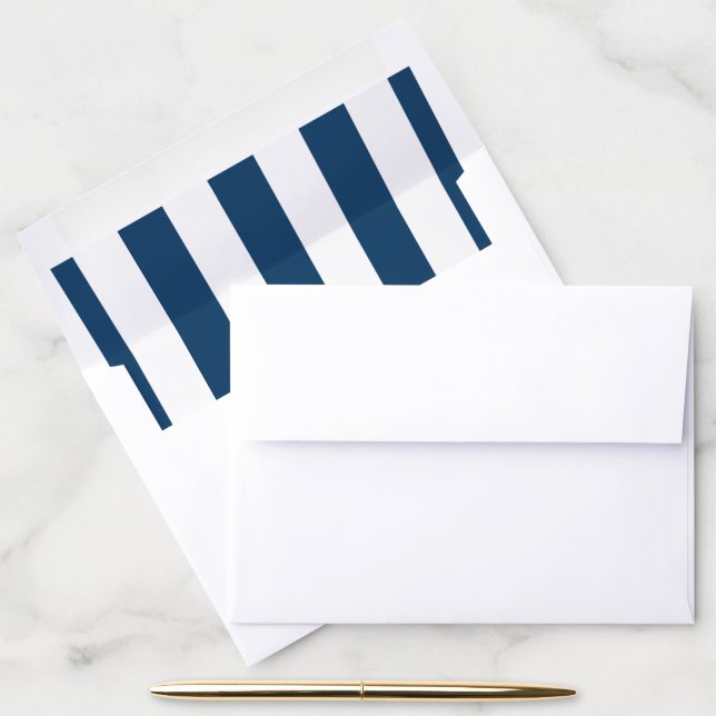 Navy Blue Stripes, White Stripes, Striped Pattern Envelope Liner (Desk)