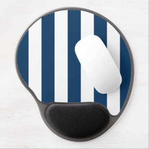 Navy Blue Stripes, White Stripes, Striped Pattern Gel Mouse Pad