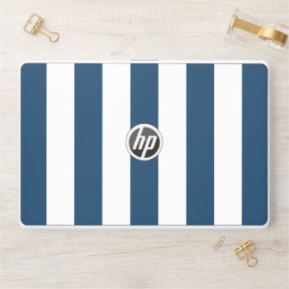 Navy Blue Stripes, White Stripes, Striped Pattern HP Laptop Skin