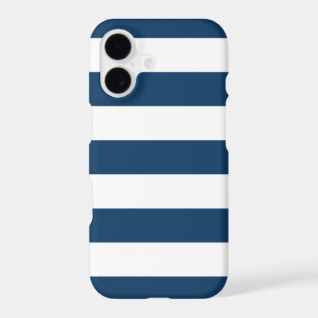 Navy Blue Stripes, White Stripes, Striped Pattern iPhone Case (Back)