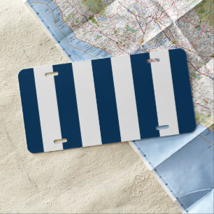 Navy Blue Stripes, White Stripes, Striped Pattern License Plate