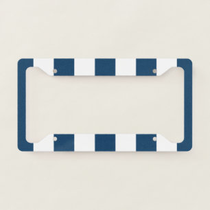Navy Blue Stripes, White Stripes, Striped Pattern License Plate Frame